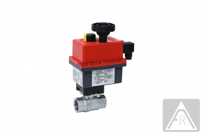 2-way ball valve - brass G 1/2", PN 40, female/female - electr. operated (24 V), operating time: 17 s, IP 65 2-way ball valve - brass G 1/2", PN 40, female/female - electr. operated (24 V), operating time: 17 s, IP 65