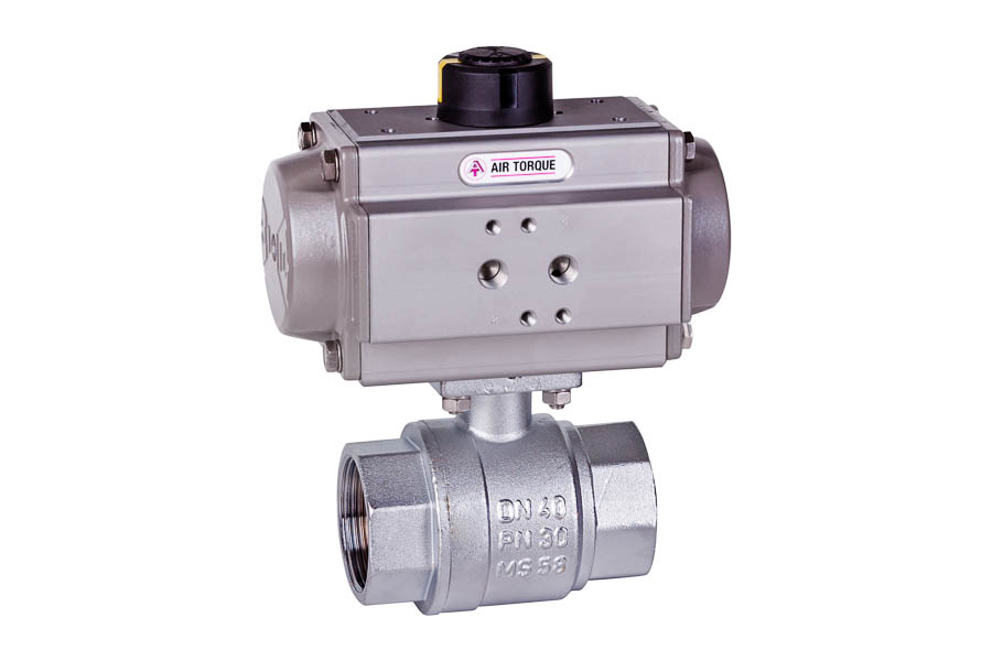 2-way ball valve - brass  G 2", PN 25, female/female - pneumatically operated (double acting)