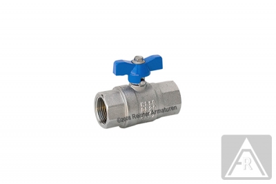 2-way ball valve - brass, full bore, G 1/2", PN 40, female/female - handlever: color blue (standard) or red
