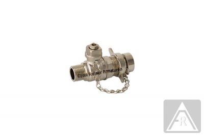 2-way ball valve - brass  G 1/2", PN 40, male, with chain+cap