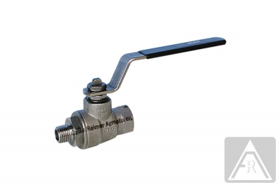 2-way ball valve - stainless steel, Rp/R 1", PN 63, female/male - with DVGW approval for gases (MOP5)