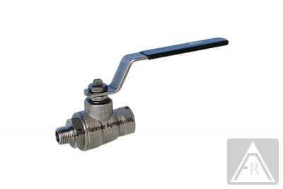 2-way ball valve - stainless steel, Rp/R 1 1/2", PN 40, female/male - with DVGW approval for gases (MOP5)