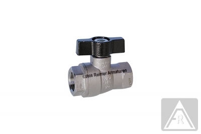 2-way ball valve - stainless steel, Rp 1/2", PN 100, female/female - with DVGW approval for gases (MOP5)