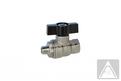 2-way ball valve - stainless steel, Rp/R 1/2", PN 100, female/male - with DVGW approval for gases (MOP5)