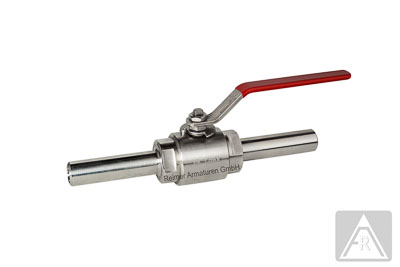 2-way ball valve - stainless steel, DN 8, PN 100, butt weld