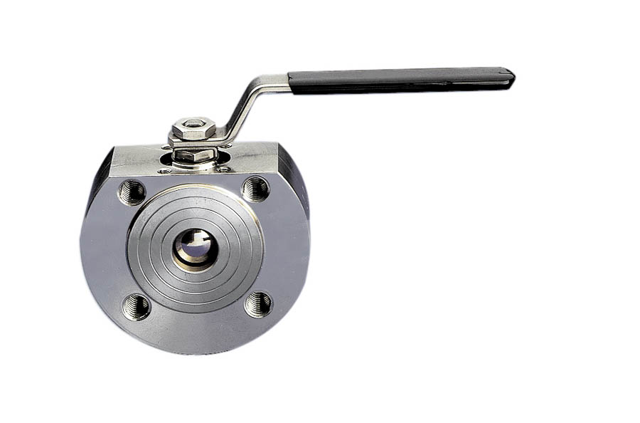 2-way wafer-type ball valve - stainless steel, DN 100, PN 16 - DVGW/TA Luft/Fire safe
