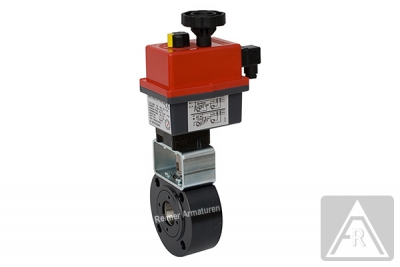 2-way wafer-type ball valve - steel, DN 40, PN 16/40 - electrically operated (230 V)