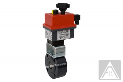 2-way wafer-type ball valve - steel, DN 50, PN 16/40 - electrically operated (24 V)