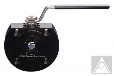 2-way wafer-type ball valve - steel, DN 40, PN 16/40 - with drilled ball