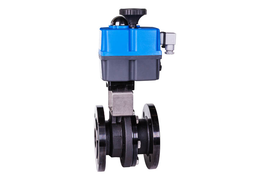 2-way Flange ball valve - steel, DN 80, PN 16 -  electrically operated (230 V)