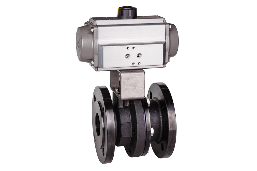 2-way Flange ball valve - steel, DN 25, PN 16 - pneumatically operated (single acting)