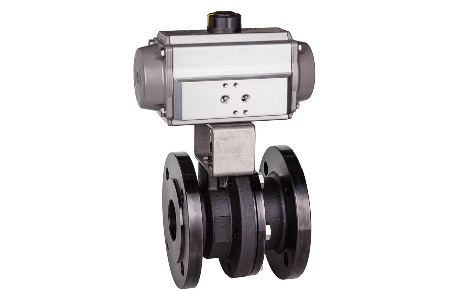 2-way Flange ball valve - steel, DN 65, PN 16 - pneumatically operated (single acting)