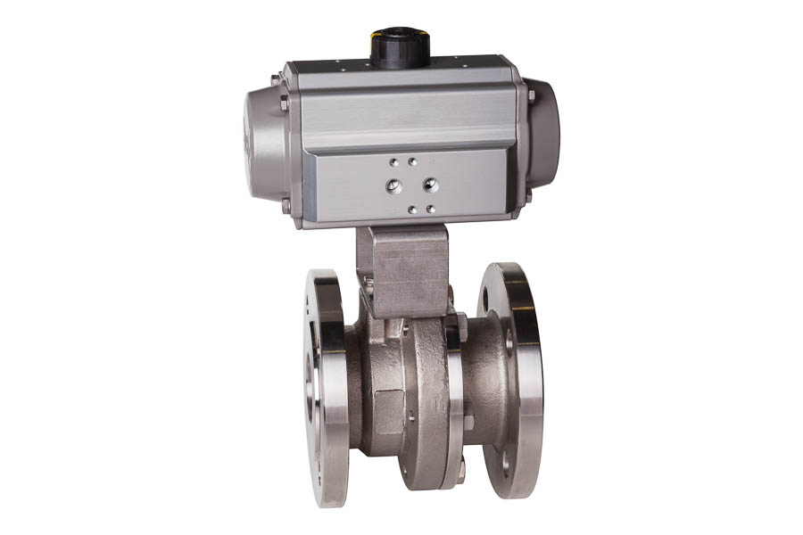 2-way Flange ball valve - stainless steel, DN 20, PN 16 - pneumatically operated (single acting)