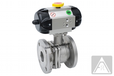 2-way Flange ball valve - stainless steel, DN 32, PN 16 - pneumatically operated (double acting)