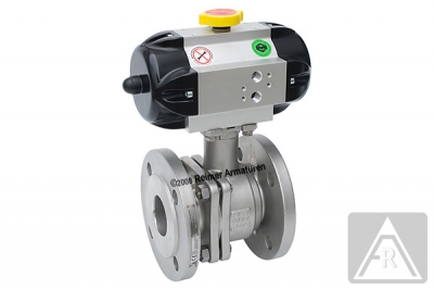 2-way Flange ball valve - stainless steel, DN 40, PN 16 - pneumatically operated (single acting)