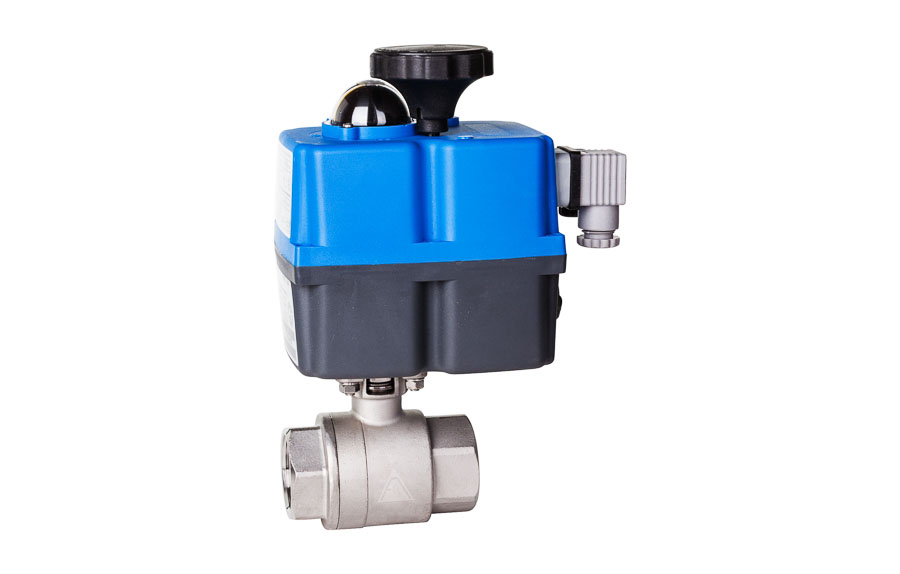 2-way ball valve - stainless steel, Rp 1 1/2", PN 40, female/female - electrically operated (230 V)