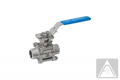 2-way ball valve - stainless steel, DN 32, PN 40, butt weld, ISO-mounting pad