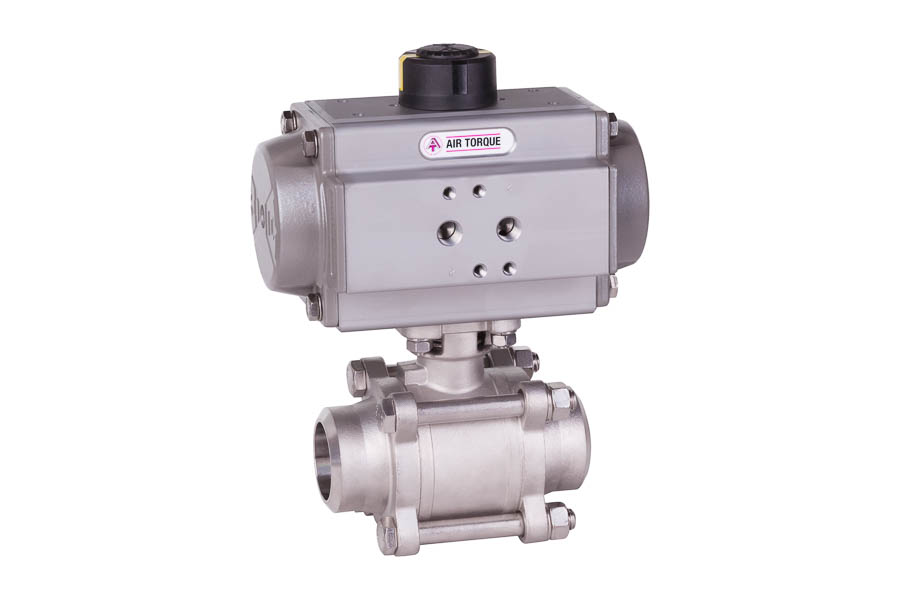 2-way ball valve - stainless steel, DN 10, PN 40, butt weld - pneumatically operated (single acting)