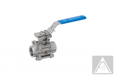 2-way ball valve - stainless steel, Rp 3", PN 40, female/female, ISO-mounting pad