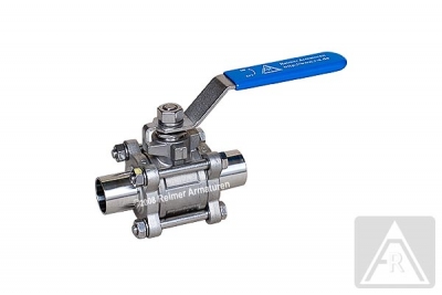 2-way ball valve - stainless steel, DN 40, PN 63, Orbital - butt weld