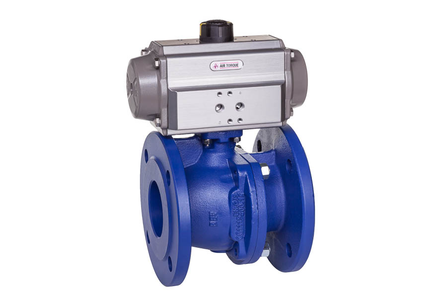 2-way Flange ball valve - GGG-40, DN 65, PN 16 - pneumatically operated (single acting)