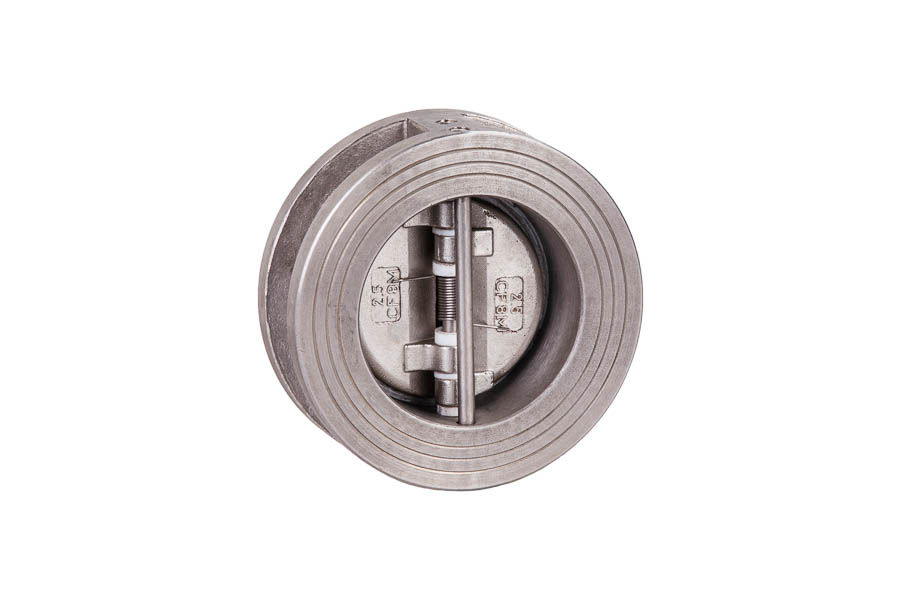 Dual plate check valve - wafer type, DN 125, PN 16, Stainless steel / Viton