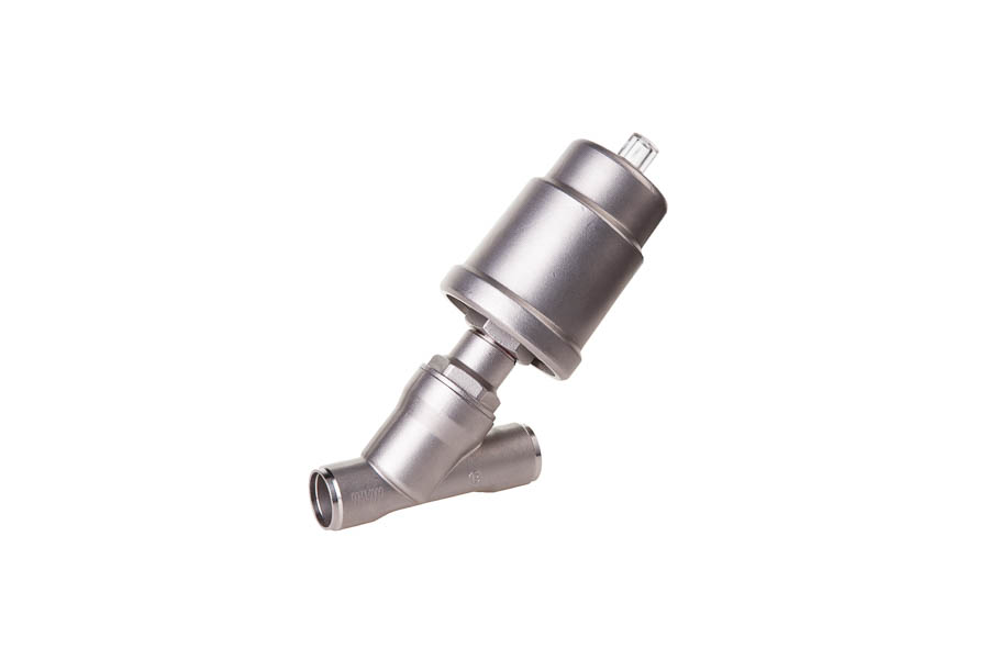 2-way stop valve - stainless steel, DN 40, PN 16, butt welding ends - pneumatically operated (single acting)