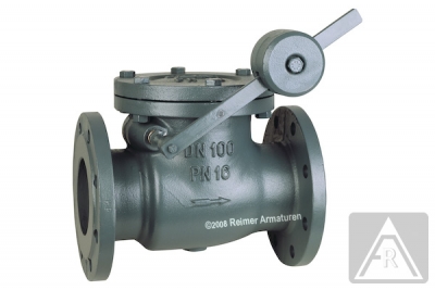 Swing check valve - GG 25, DN 150, PN 16 - soft seat, with counterweight