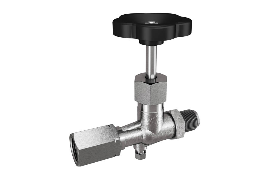 Manometer gauge valve acc. to DIN 16270 - steel, G 1/2'', PN 400, male thread x sleeve