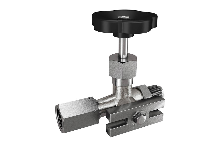 Manometer gauge valve acc. to DIN 16271 - steel, G 1/2'', PN 400, male thread x sleeve