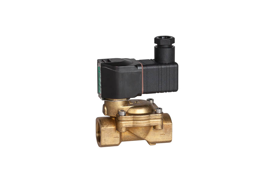 2/2-way Solenoid valve - brass, indirectly solenoid actuated, G 2", PN16, female/female, operating pressure: 0,1...10 bar, 230 V AC (normally closed) - for neutral gases and liquids