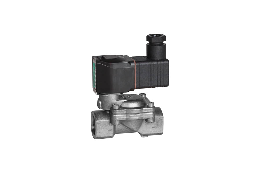 2/2-way Solenoid valve - stainless steel, indirectly solenoid actuated, G 1 1/2", PN16, female/female, operating pressure: 0,1...10 bar, 230 V AC (normally closed) - for slightly aggressive gases and liquid fluids