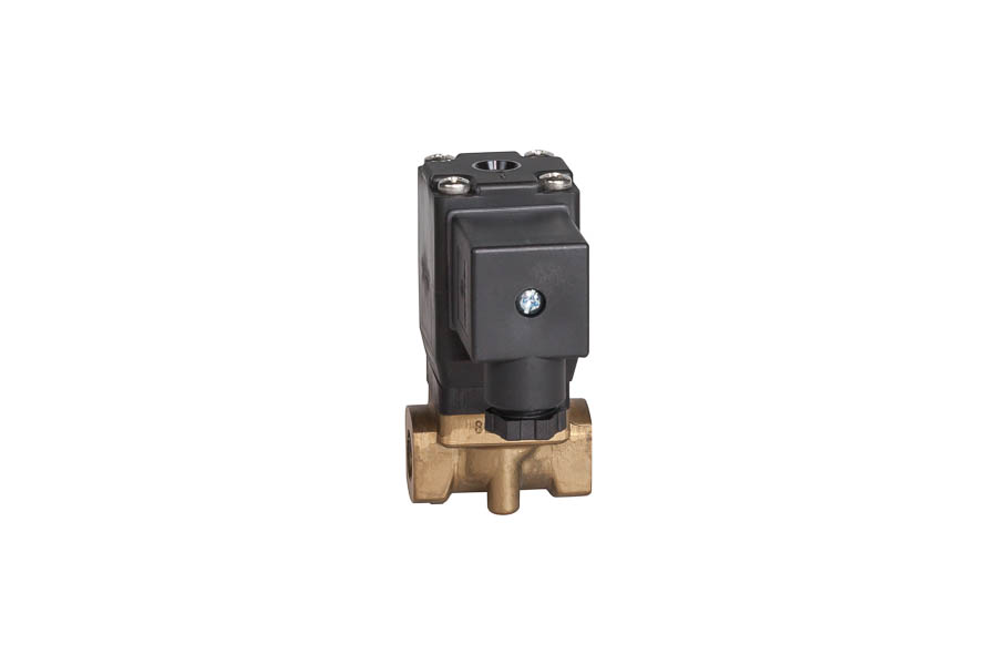 2/2-way Solenoid valve - brass, with forced lifting, G 1/2",female/female, operating pressure: 0...10 bar, 230 V AC (normally closed) - for neutral gases and liquids