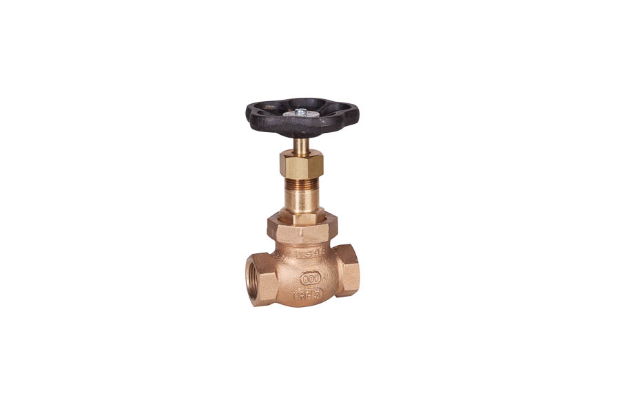 Screw down stop and check valve (SDNR valve) - Bronze (Rg5), inner parts: SoMs59, R 3/8", PN 16, straightway form - with secured bonnet