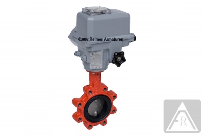 Butterfly valve - lug type, DN 100, PN 16, GGG-40/1.4408/EPDM - electrically operated (230 V)