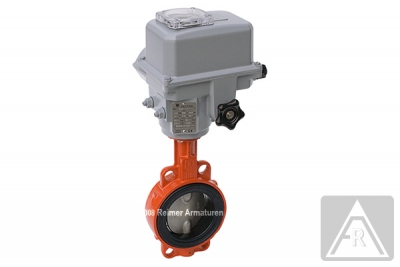 Butterfly valve - wafer type, DN 125, PN 16, GGG-40/1.4408/NBR- electrically operated (230 V)