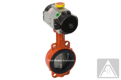 Butterfly valve - wafer type, DN 125, PN 16, GGG-40/1.4408/EPDM- pneumatically operated (double acting)