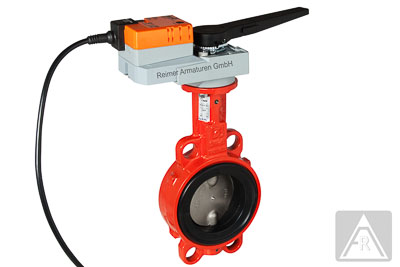 Butterfly valve - wafer type, DN 32, PN 16, GGG-40/1.4408/NBR- electrically operated (24 V)