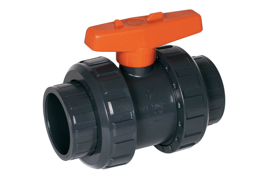 2-way ball valve PVC-U, ball seats PTFE, DN 80, PN 16, PE fusion socket