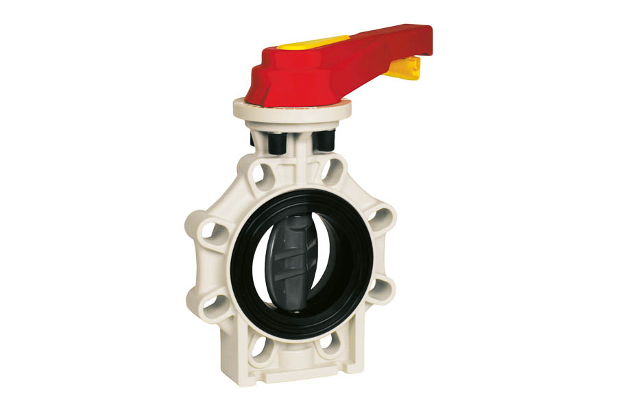 Butterfly valve - wafer type, DN 200, PN 10, PP-GF/ PVC-U/ EPDM