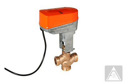 2-Wege Absperrventil aus Rotguß, DN 50, PN 16, AG/AG - elektrisch betätigt (24 V), Stellzeit: 150 s, IP 54 2-Wege Absperrventil aus Rotguß, DN 50, PN 16, AG/AG - elektrisch betätigt (24 V), Stellzeit: 150 s, IP 54