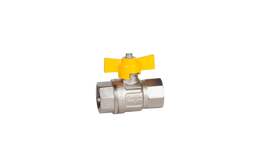 2-way ball valve - brass  Rp 3/4", MOP 5, female/female - with DVGW approval for gases