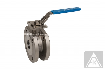 2-way wafer-type ball valve - stainless steel, DN 20, PN 16 - ISO-mounting pad