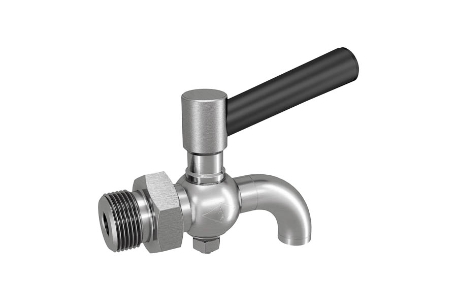 Drain cock - stainless steel, G 1/8'', PN 6, male thread x bent outlet
