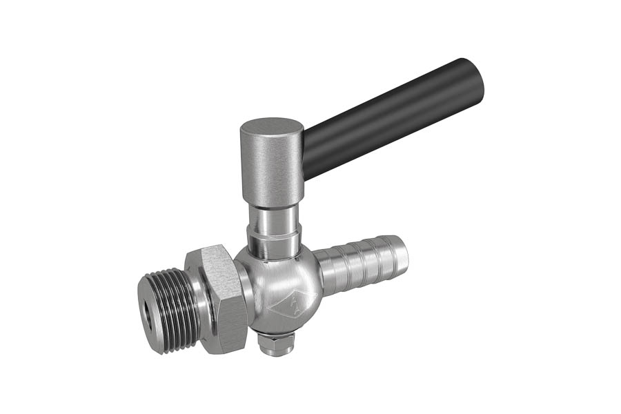 Drain cock - stainless steel, G 1/4'', PN 6, male thread x hose nipple