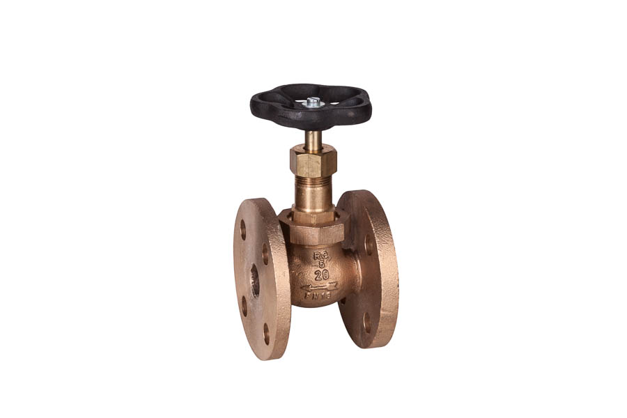 Stop valve, flanged - Bronze (Rg5), inner parts: SoMs59, DN 15, PN 16, straightway form - with secured bonnet
