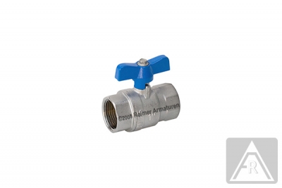 2-way ball valve - brass, full bore, G 1/4" up to G 1'', PN 25, female/female - T-handle: color blue (standard) or red