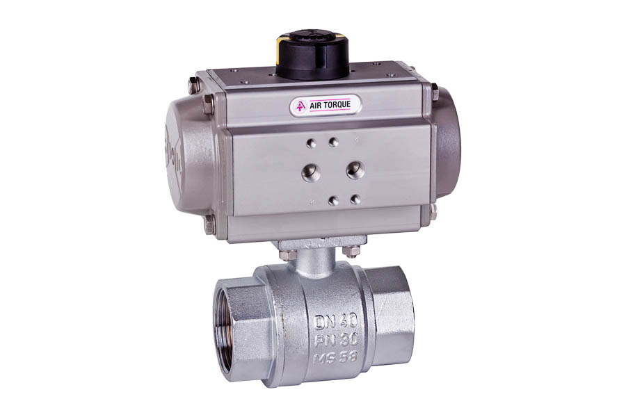 2-way ball valve - brass  pneumatically operated (single acting)