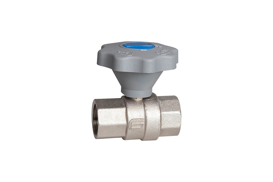 2-way ball valve - brass, female/female, with gear handle