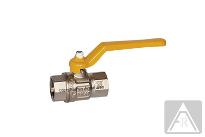 2-way ball valve - brass, MOP 5, female/female - with DVGW approval for gases